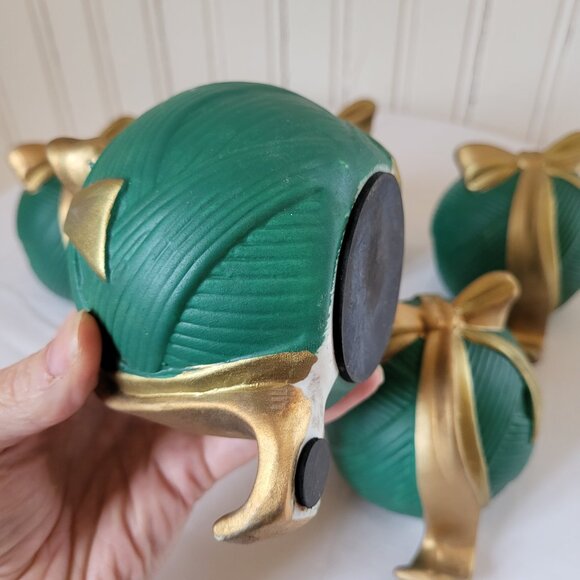 Vintage 1990s Christmas Stockings Hangers, green and gold, lot Of 5 - Picture 5 of 6